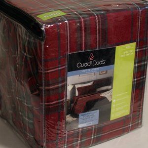 CuddlDuds King Size Flannel Sheets - Red Tartan - Brand New, Original Package